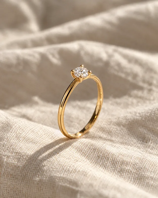 Anel de noivado solitário em ouro 18k com pedra